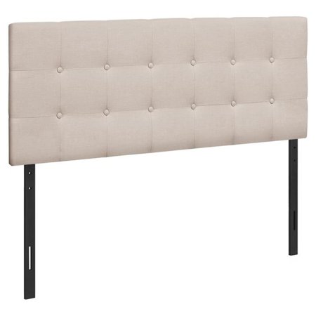 Pemberly Row Full Size Upholstered Linen Bed Headboard in Beige