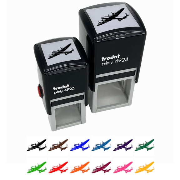 Military Bomber Plane Self-Inking Rubber Stamp Ink Stamper - Black Ink - Small 1 Inch