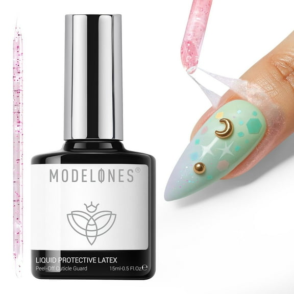modelones Liquid Latex for Nails, 15 ml Peel Off Nail Polish Barrier with Stick, Fast Dry Cuticle Guard, Protector for Fingers
