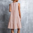 thumbnail image 6 of Women’s Summer Dress Sleeveless Round Neck Mini Beach Dress Solid Color Loose Fit Cute Short Flowy Pleated Tank Dress, 6 of 7
