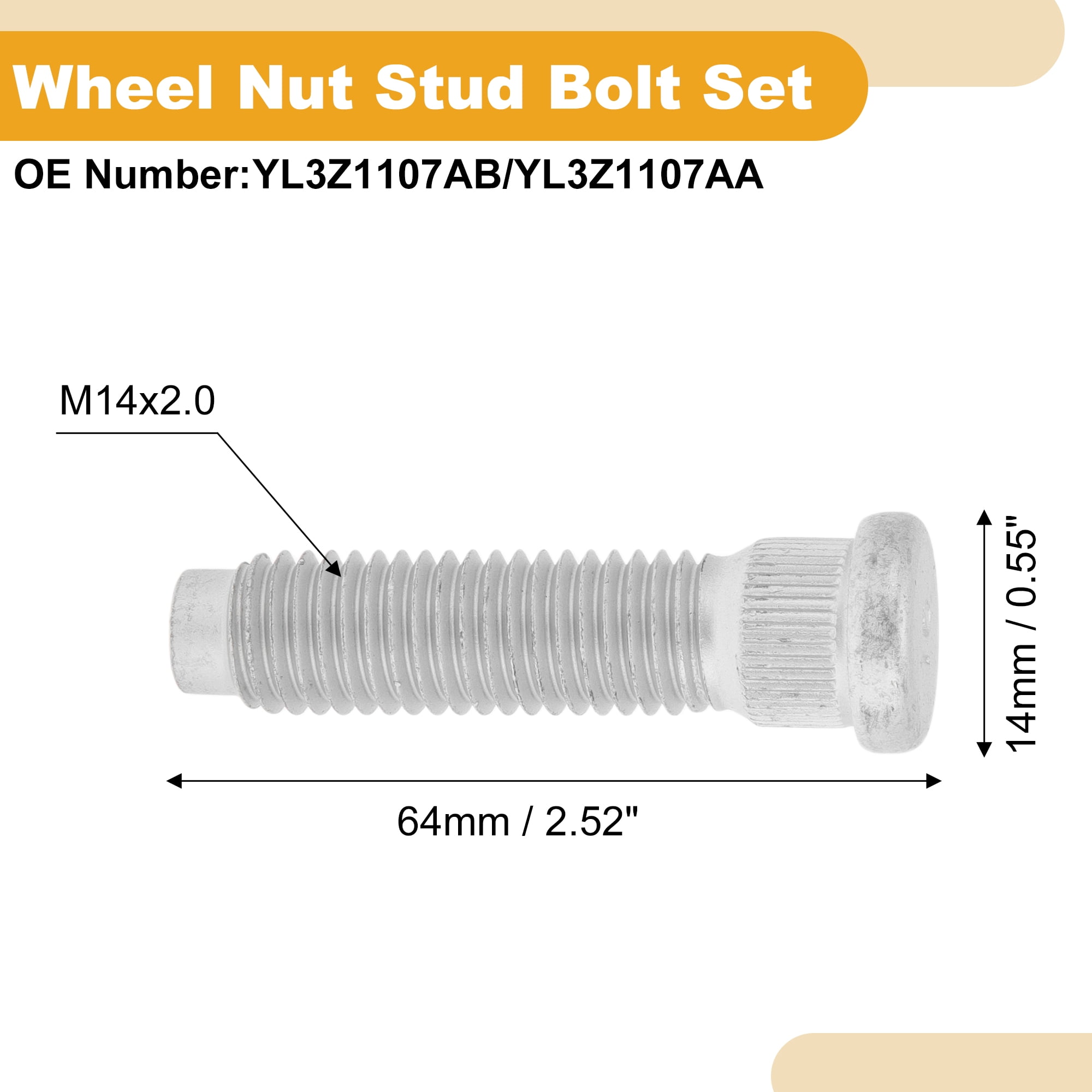 Unique Bargains M14x2.0 Wheel Lug Stud for Ford F150 2001-2014 Front Rear Bolt Set