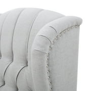 GDF Studio Elizabeth Contemporary Tufted Wingback Pushback Recliner, Light Gray and Dark Brown