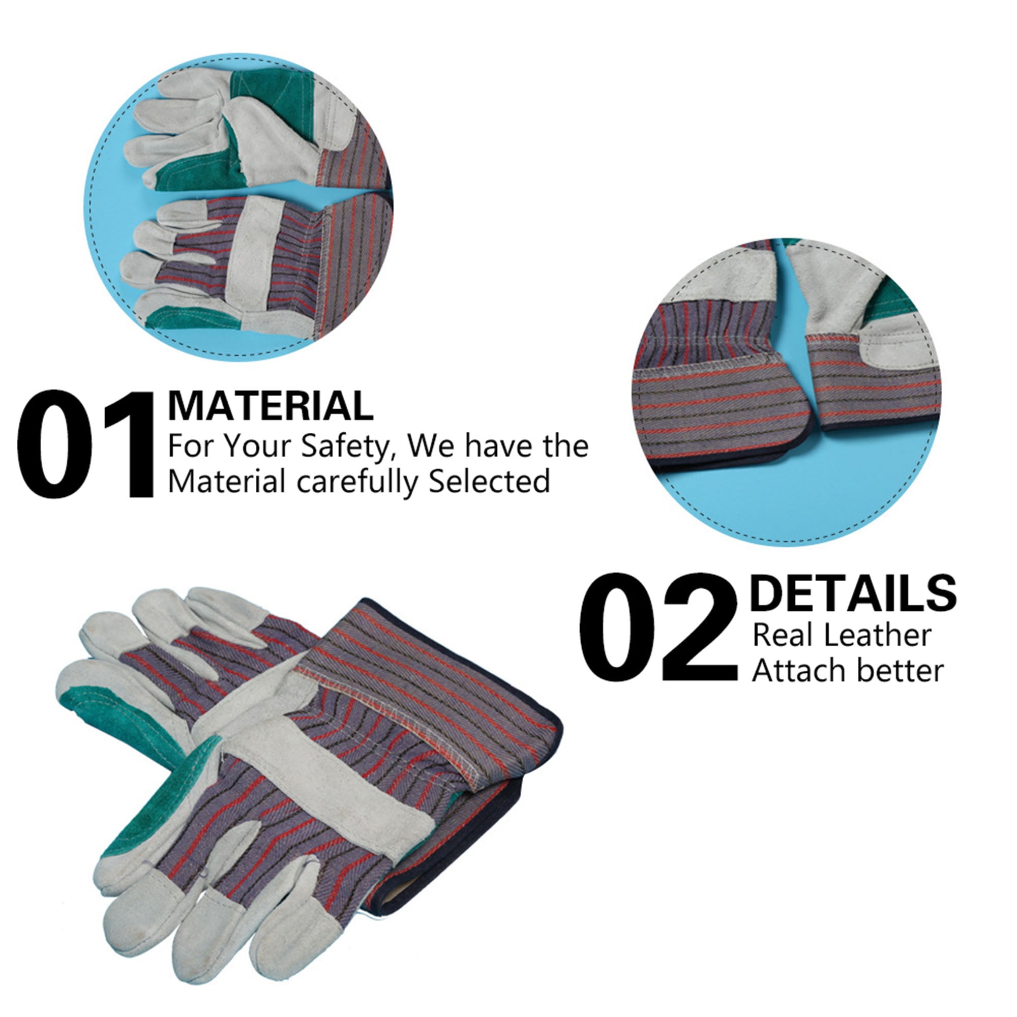 Heavy Duty Work Gloves with Safety Cuff and Wing Thumb for Gardening or Landscaping, 24 Pair Size Large