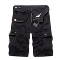 thumbnail image 1 of SDNall Men Casual Solid Fashion Zipper Button Pockets Cropped Cargo Shorts, 1 of 9