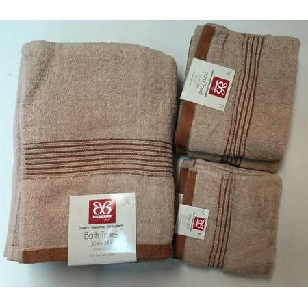 Hand Painted Cotton Linen - 6 Piece 100% Zero Twist Cotton Striped Towel Set Includes 2 Bath Towels, 2 Hand Towels and 2 Wash Cloths