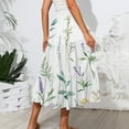 thumbnail image 3 of WTOBBY Women's Floral Print Flowy Flared Maxi Skirt with Ruffle Hem, A-Line Elastic Waist Elegant Tiered Layered Bohemian Long Skirt for Casual Summer Outfits and Beach Parties,White L, 3 of 4