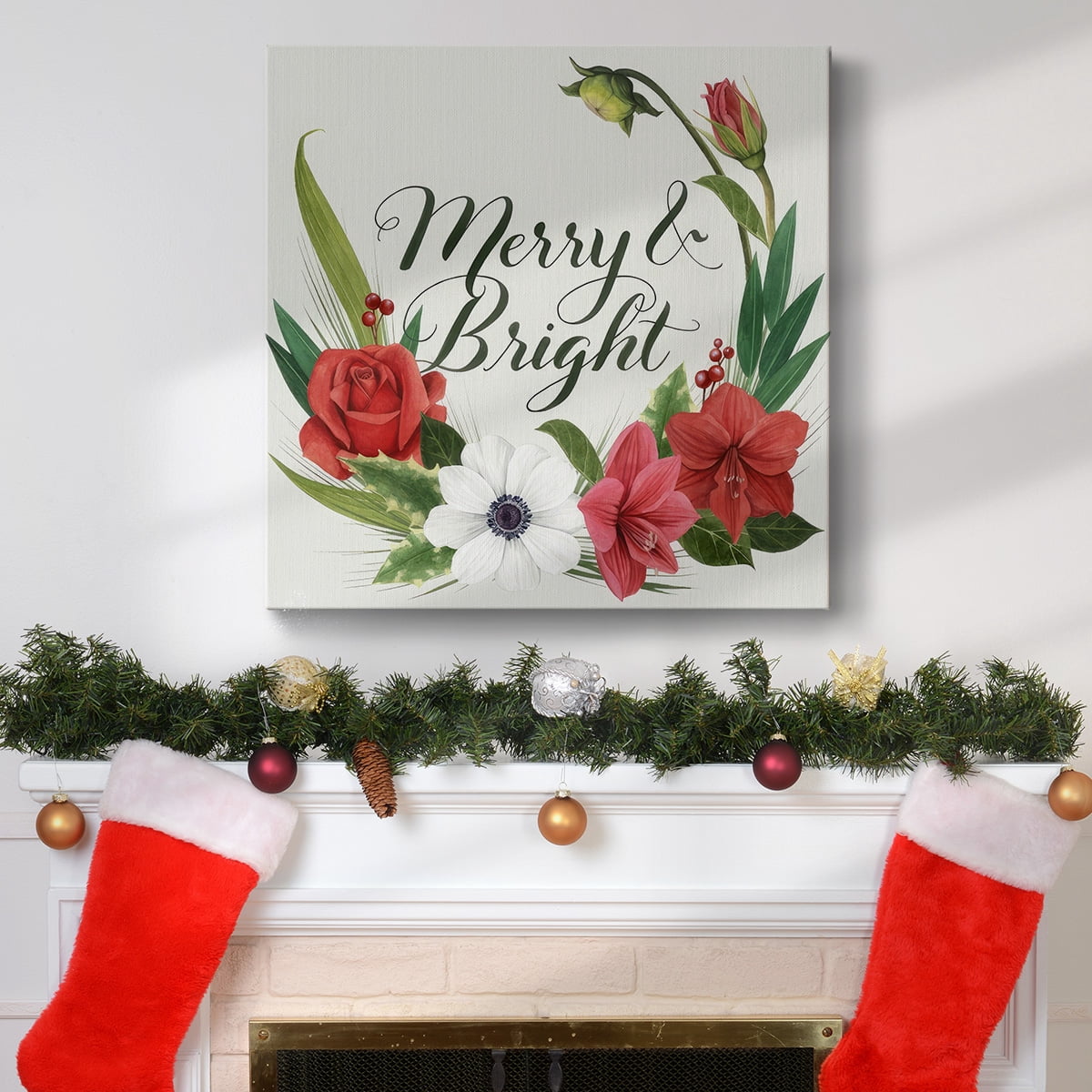 Christmas Flora Wreath II- Gallery Wrapped Canvas