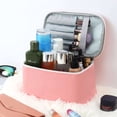 thumbnail image 6 of PULLIMORE Makeup Bag Portable Travel Cosmetic Bag for Women, PU Leather Beauty Zipper Makeup Organizer Washable Waterproof (Pink), 6 of 8