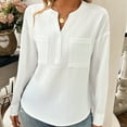thumbnail image 5 of hotojiny Business Casual Tops for Women Summer Breathable Long Sleeve Work Blouses Casual Notch V Neck Button Shirt with Pockets, 5 of 7