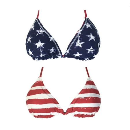 Reversible Triangle Top - Xhilaration Women Strapless Reversible Americana Triangle Bikini Top