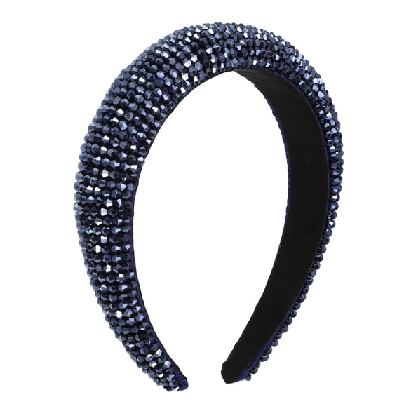 Unique Bargains Bling Padded Hairband Sparkle Faux Crystal Headbands Deep Blue