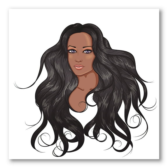 Portrait Of Afro American Woman XV 16 in x 16 in Painting Canvas Art Print, by Designart