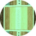 thumbnail image 1 of Ahgly Company Machine Washable Indoor Round Abstract Turquoise Blue Contemporary Area Rugs, 7' Round, 1 of 4