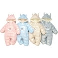 thumbnail image 2 of Chenyin Infant Toddler Winter Warm Onesies Jumpsuit for Boys Girls Hooded Thickened Bodysuit Baby Cotton Snowsuit Solid Color Romper Pajamas for 3 Months-3 Yearsrs, 2 of 8