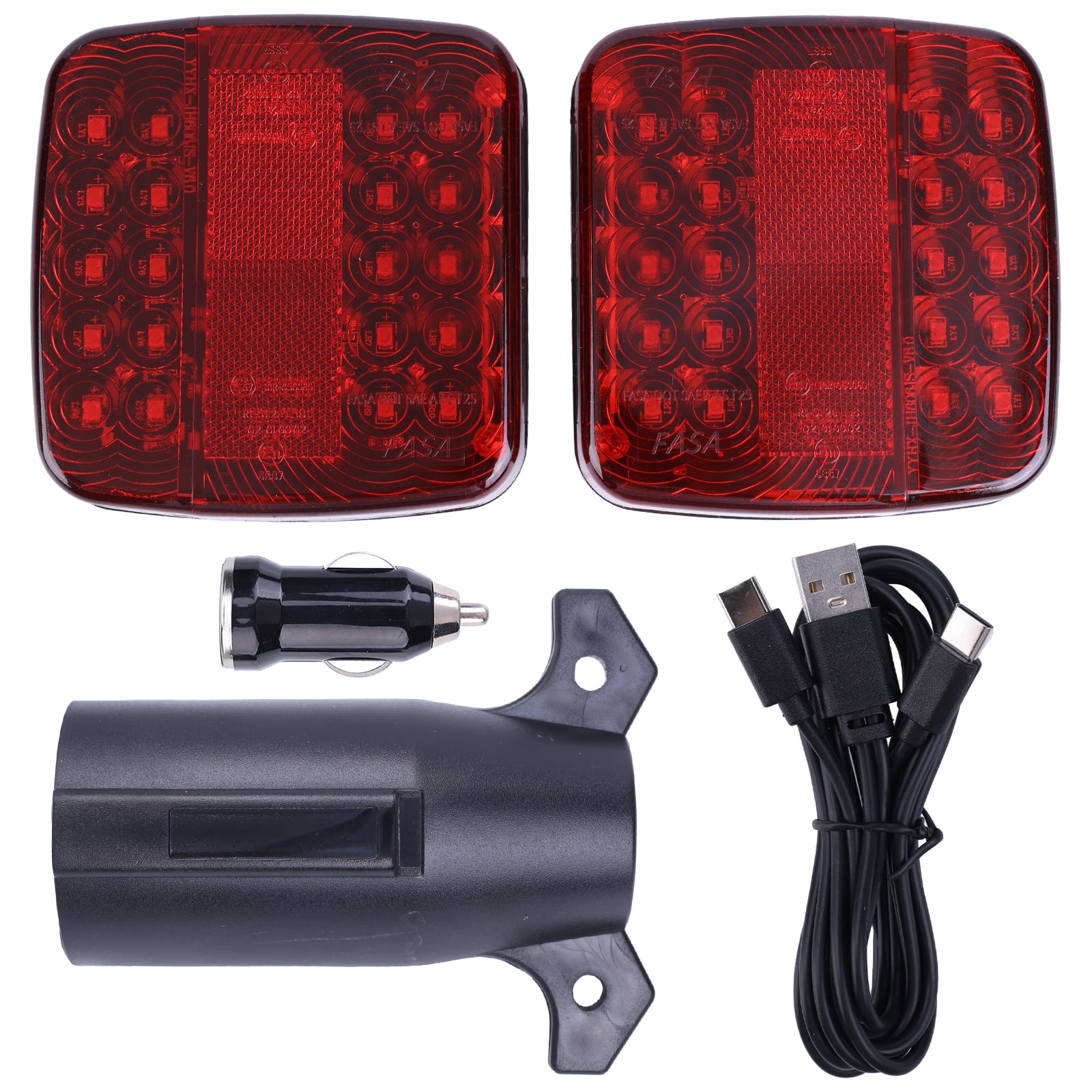 HUOEPU Wireless Trailer Lights with Magnetic Mount 2pcs IP65 Waterproof LED Stop Turn Tail Lights 5 Functions 10-Hour Battery 2.4GHz Signal for Truck RV Boat Trailer