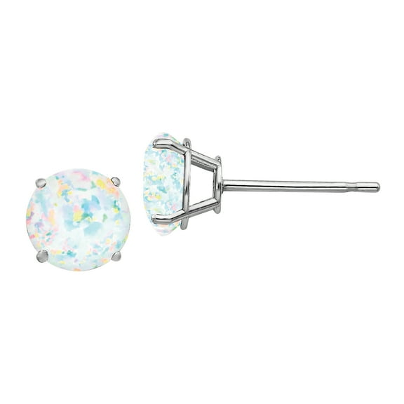 Primal Gold 14 Karat White Gold Created Opal Earrings