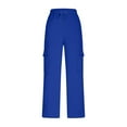 thumbnail image 5 of CQONEPT Womens Cargo Pants Fleece Drawstring Wide Leg Sweatpants Elastic Waist Hiking Workout Trousers with Pockets Blue S, 5 of 6
