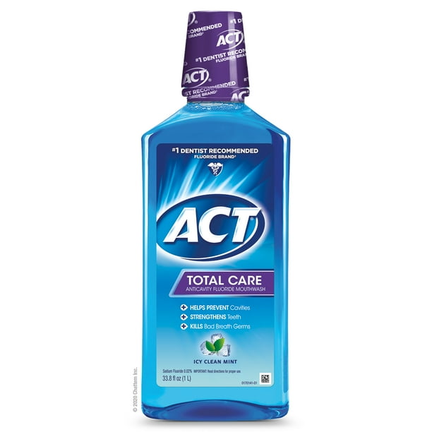 ACT Total Care Anticavity Mouthwash (33.8 Oz Icy Clean
