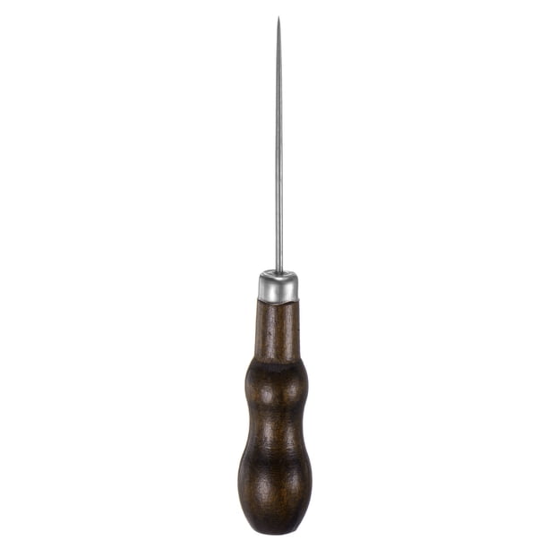 Aguja de coser de mano, herramienta de perforación de doble calabaza con mango de madera, negra