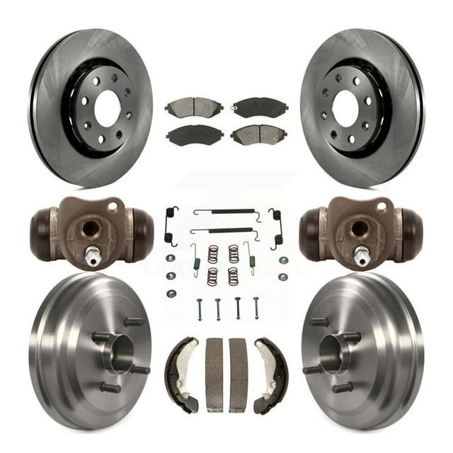 Transit Auto Front Rear Disc Brake Rotors Semi-Metallic Pads and Drum Kit (9Pc) for Car Chevrolet Aveo Pontiac Aveo5 Wave G3 Wave5 with Hub Assembly K8S-102590