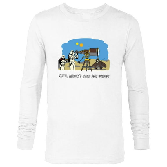 Star Wars Stormtrooper “Nope, Haven’t Seen Any Droids” Funny - Long Sleeve T-Shirt for Men - Customized-White