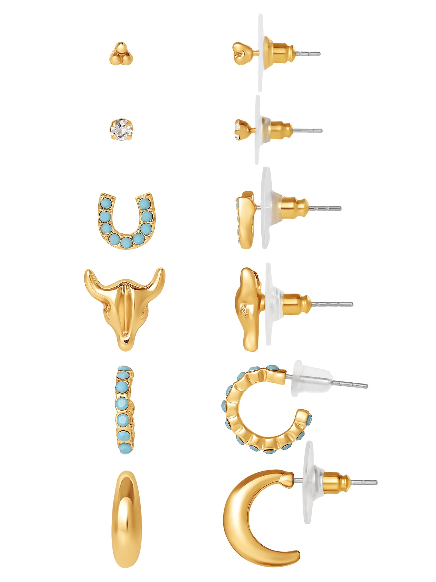 Jessica Simpson Women’s Faux Turquoise Earrings Set, 6 Pairs – Mixed Fashion Stud and Drop Earrings Collection