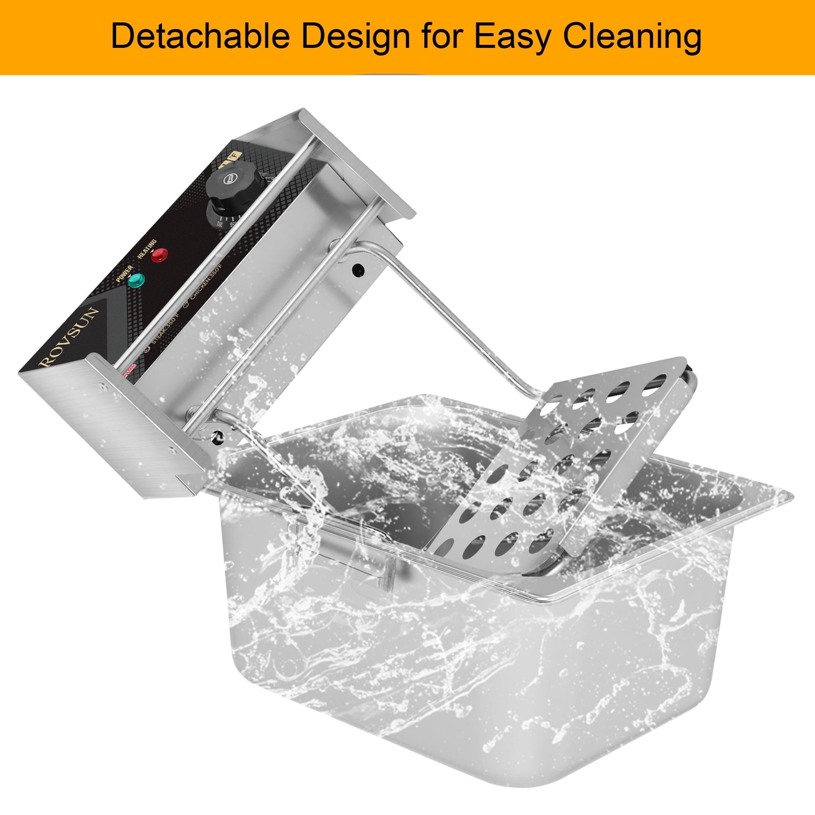 RovSun 6.48L 2500W Electric Deep Fryer, Stainless Steel