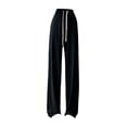 thumbnail image 2 of Pantalones rectos de pierna ancha para mujer, pantalones de cintura alta, pantalones de salón para dama, pantalones casuales para niñas M, 2 of 9