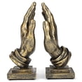 thumbnail image 2 of Detailed Left and Right Praying Hands 9 inch Gray Resin Stone Bookends, 2 of 3