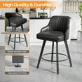 thumbnail image 6 of Zimtown Modern Swivel Barstools Set of 2, Padded PU Leather Bar Chairs 26" for Dining Room, Kitchen Island, Bar, Black, 6 of 8