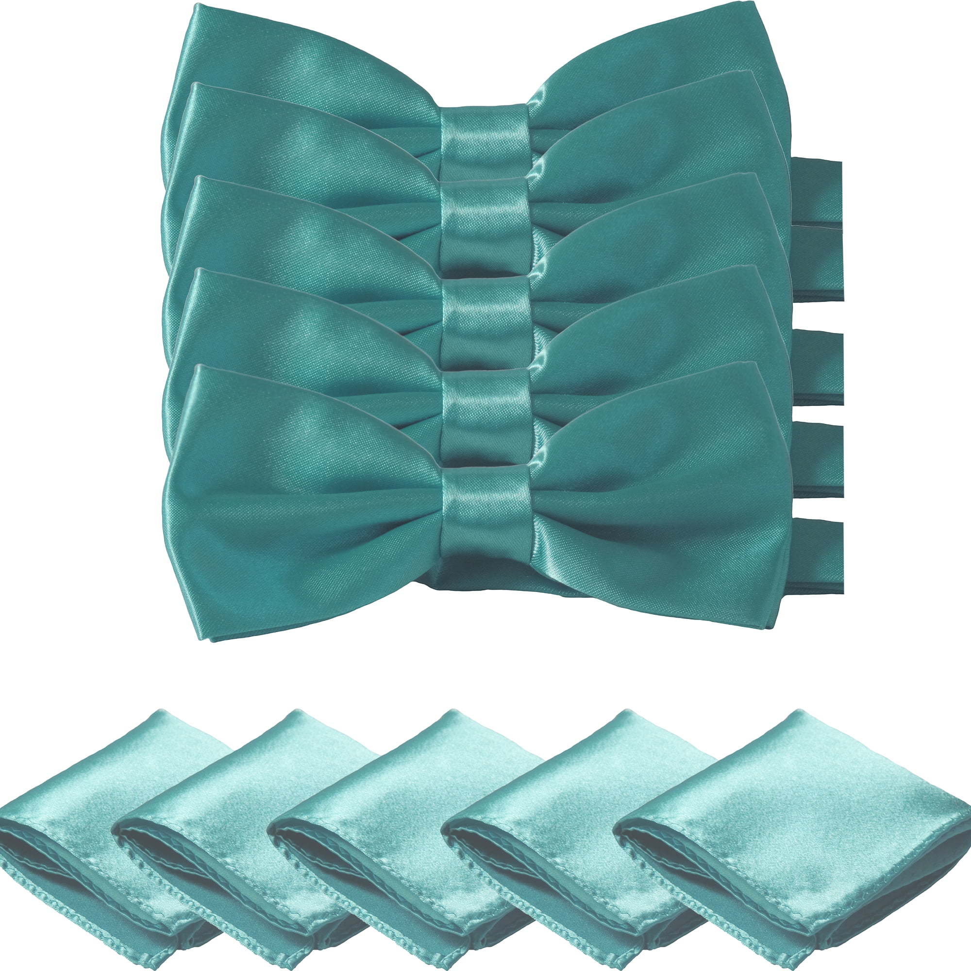 New in box formal Men's Diamond Shape Pre-tied Bow Tie & Hankie turquoise blue 