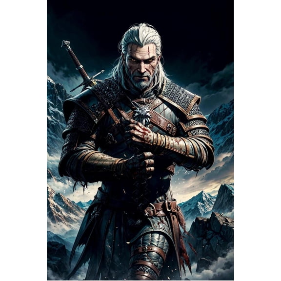 5D DIY The Witcher Diamond Painting Kit, Full Round Diamond Art, Mosaic Handicraft Kit, Suitable for Home Wall Decoration, Ideal Handmade Gift