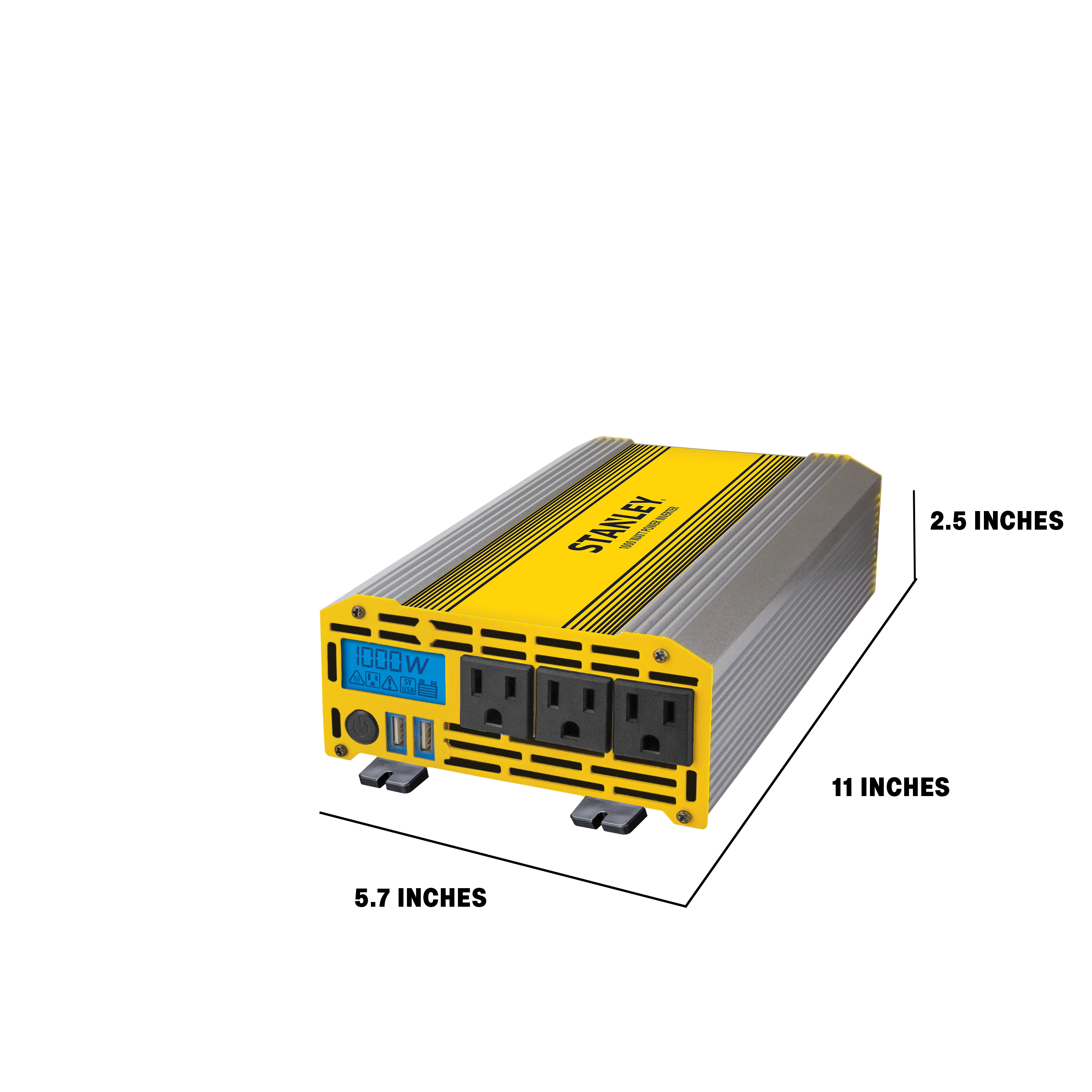 Stanley 1000-Watt Digital Car Power Inverter W/ 3 AC Outlets,  2 USB Ports (PI1000S) - image 5 of 9