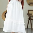 thumbnail image 6 of Sngxgn Womens Basic Soft Stretch Mid Midi Knee Length Flare Flowy Skirts(White,L), 6 of 8