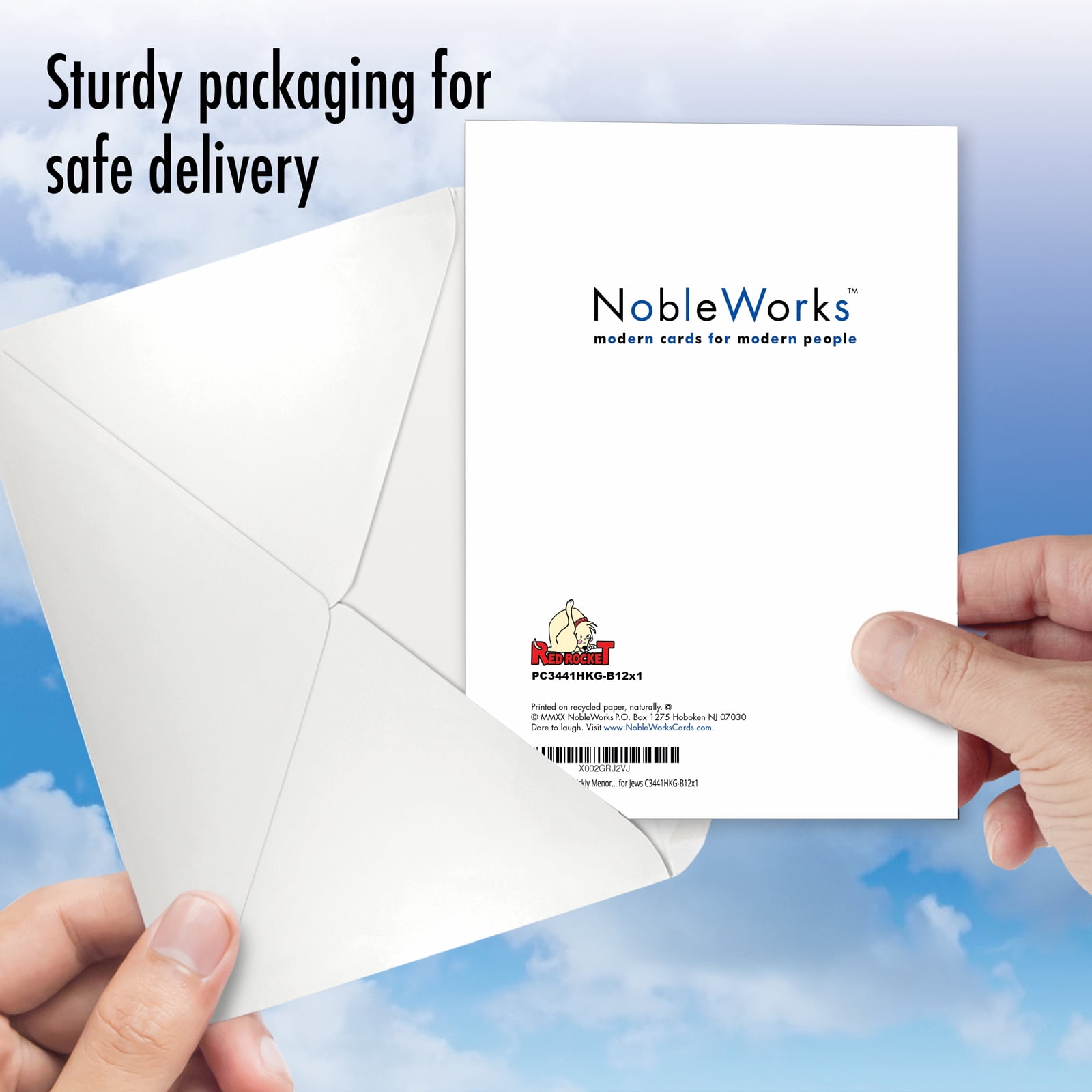 NobleWorks 12 Funny Chanukah Cards w/ 5x7 Envelopes, 1x12 Designs, For Men, Women, Jewish Holiday Cards - Prickly Menorah C3441HKG-B12x1