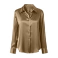 thumbnail image 4 of NTACZA Tops for Women Trendy Silk Work Business Casual Blouse Button Down Loose Satin Womens Shirts Casual L, 4 of 5