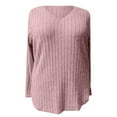 thumbnail image 5 of Women Plus Size Casual Knit Sweater V Neck Solid Color Tops Lightweight Long Sleeve Blouses, 5 of 5