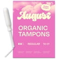 thumbnail image 1 of Tampones August Regular, paquete de 72 unidades, 100% algodón orgánico, 1 of 5