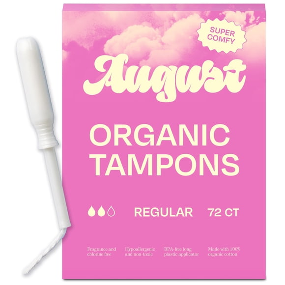 Tampones August Regular, paquete de 72 unidades, 100% algodón orgánico