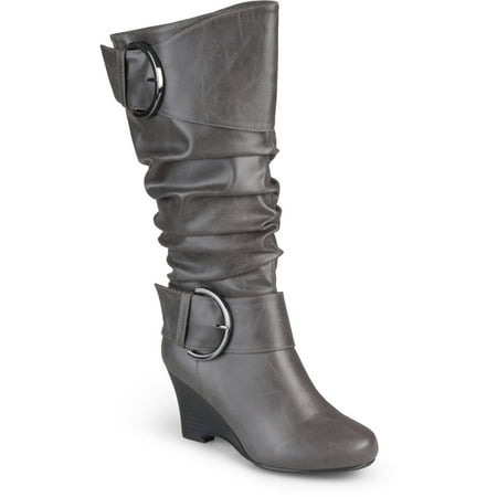 Brinley Co. Women's Wide Calf Buckle Tall Faux Leather (Best Leather Boot Brands)