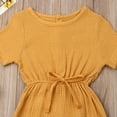 thumbnail image 4 of Diconna Infant Baby Romper Solid Color Short Sleeve Elastic Waist Jumpsuit, 4 of 6