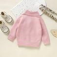 thumbnail image 6 of Hessimy Toddler Baby Girl Sweater Big Sister Long Sleeve Knit Pullover Top Sister Outfits Fall Winter Clothes Button Cardign Pullover Knit Outerwear Girls Cardigan (Pink,6-9 Months), 6 of 9