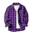 thumbnail image 4 of Cethrio Boys Plaid Shirts, Lightweight Collared School Long Sleeve Button Down Shirts Purple Size 12-13T, 4 of 5