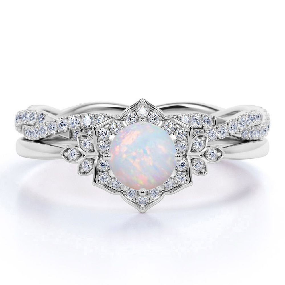 14K Gold Opal Engagement Ring Gold Opal Ring 1 Ct High Quality Blue Fire Opal 