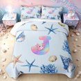 thumbnail image 2 of meiyoeat Rainbow Monogrammed J Twin Quilt Set for Girls, Cute Blue Ocean Axolotl Twin Coverlet Set, 2pcs, 1 Comforter and 1 Pillowcase, 2 of 7