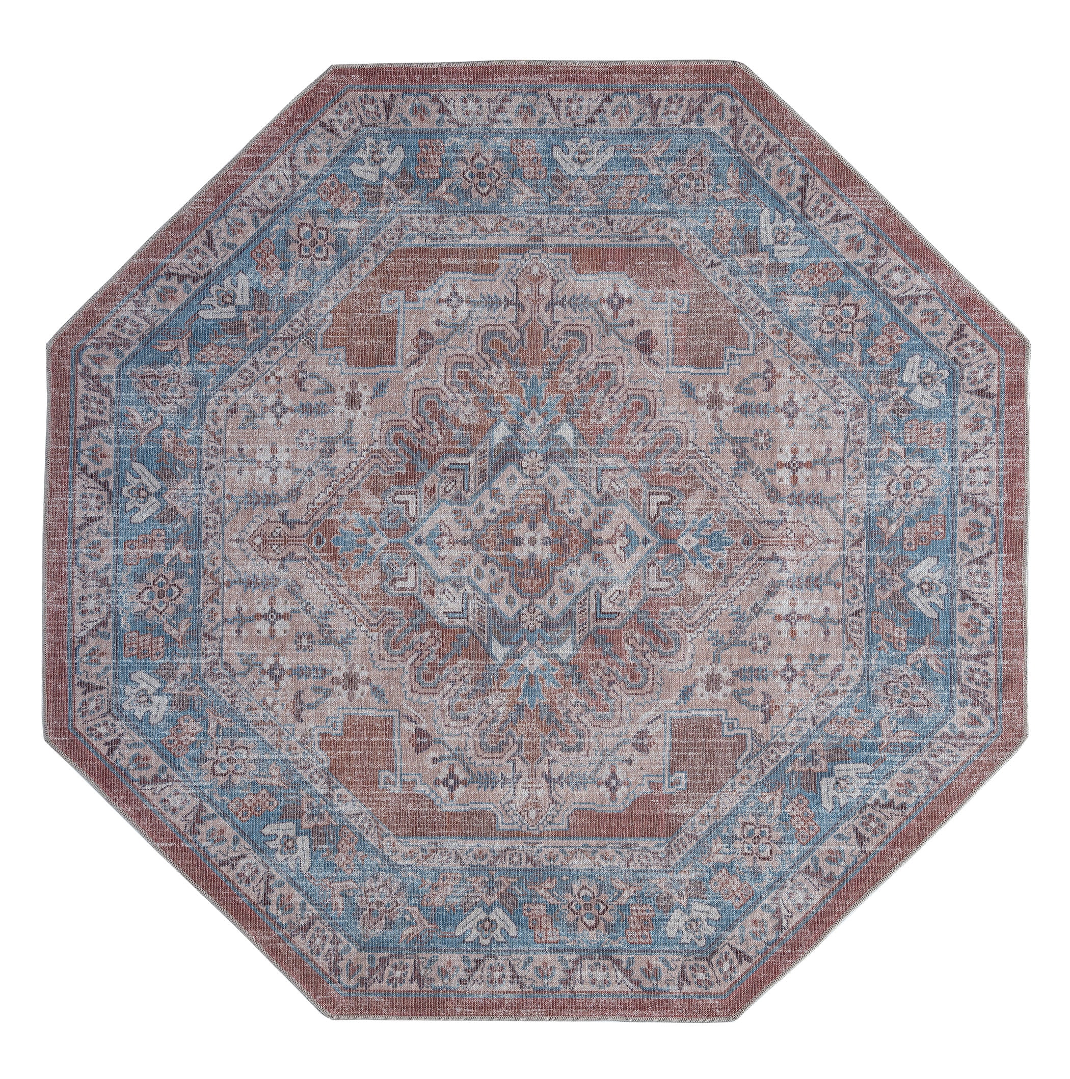 United Weavers Charm Peace Traditional Border Octagon Area Rug, Blue, 7'10" x 7'10"