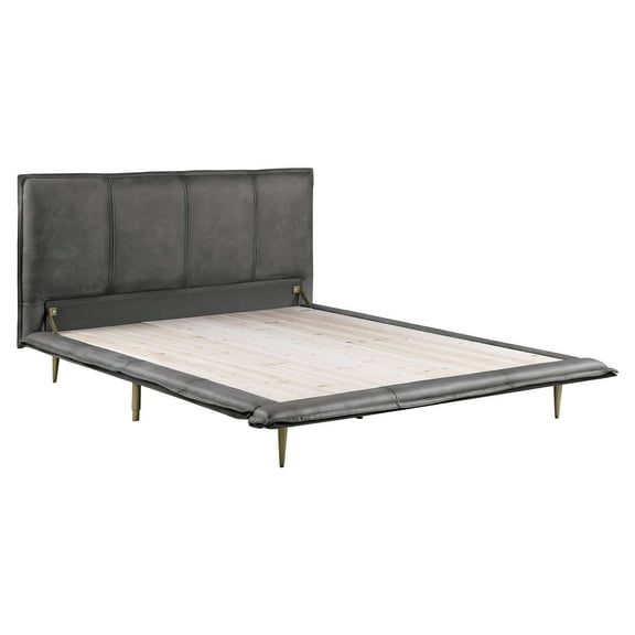 Metis Queen Bed in Gray Top Grain Leather