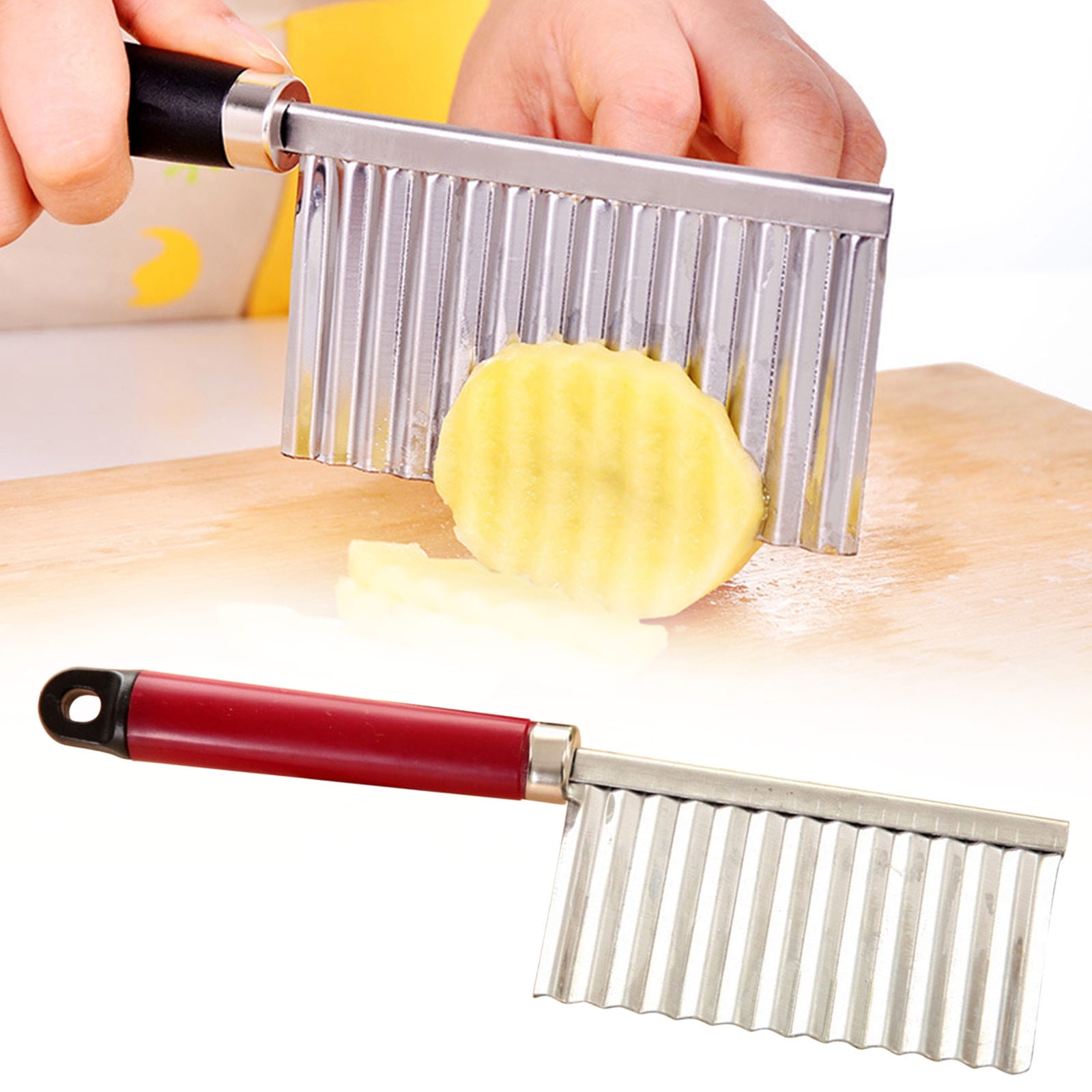 Amzcrzy Home and Kitchen Kitchen Household Stainless Steel Vegetable Cutting Corrugated Knife Vegetable Cutting Potato Cutting Radish Cutting Knife Stainless Steel Corrugated Knife