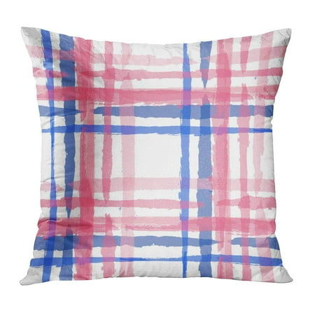 Pillow Upholstery ECCOT Watercolor Kilt Pattern Hand Crossing Brush Strokes for Swimwear Upholstery Rustic Check Plaid Scottish Pillow Case Pillow Cover 16x16 inch ()