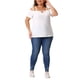 thumbnail image 2 of Blusa casual de verano para mujer de tallas grandes Agnes Orinda, con hombros descubiertos, corte en la parte superior, mangas cortas y diseño cruzado, talla 3X, color blanco, 2 of 6